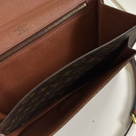 Louis Vuitton Monceau 28 Brown Monogram Crossbody Purse Gold Hardware Vintage - Picture 6 of 17